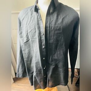 Theory Midnight Black Linen Shirt